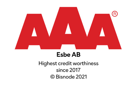 ESBE patří do exkluzivní skupiny švédských společností, které zvládají přísný ratingový systém společnosti Bisnode AAA (nejvyšší úvěrový rating). » Řekneme vám více o ratingovém systému